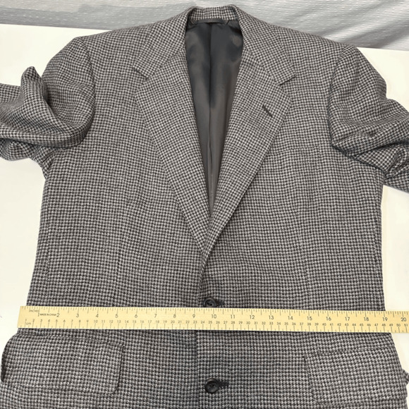 Mens 40R Pure Alpaca Sport Coat Grey Houndstooth 2 Button Preppy Classic Blazer - Picture 9 of 13